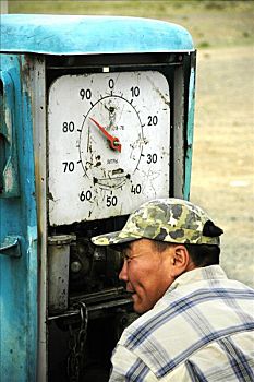 加油站,蒙古人,泵站,蒙古