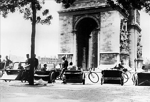 自行车,出租车,地点,拱形,巴黎,八月
