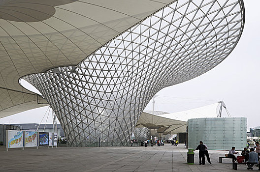 2010上海世博会,世博轴,国际,进步,工程,膜,屋顶,钢铁,玻璃,结构,篷子
