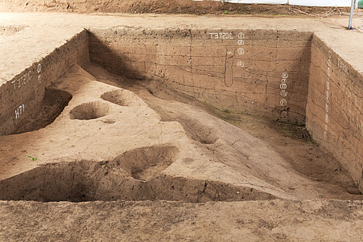 中国河南省安阳殷墟遗址考古发掘地层现场