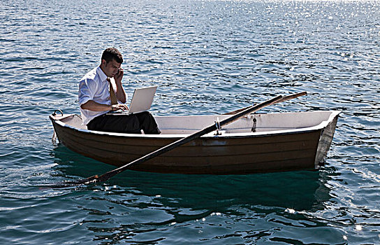商务人士,工作,划桨船