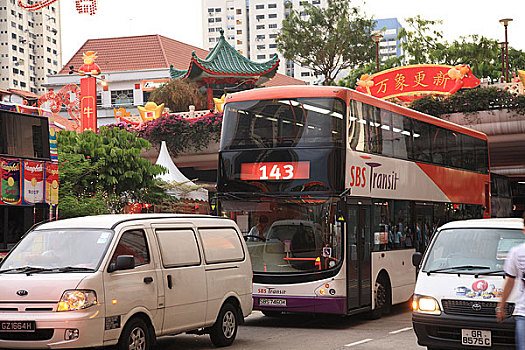 新加坡唐人街牛车水巴士公共汽车