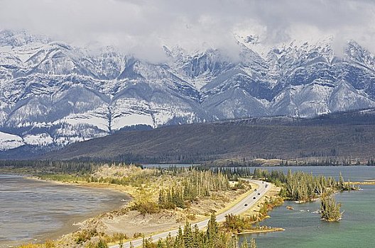 公路,国会,山,碧玉国家公园,艾伯塔省,加拿大