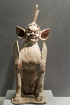 唐代彩绘人面镇墓兽,河南省洛阳博物馆馆藏文物