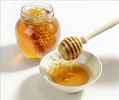 舀蜜器,新鲜,蜂蜜,罐,蜂窝