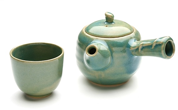老式,中国,茶壶,茶杯
