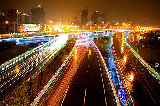 河南郑州高架桥夜景