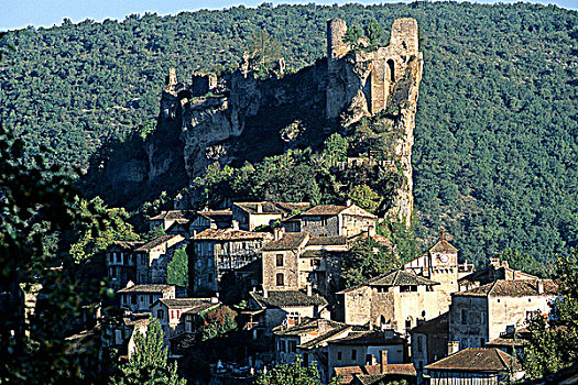 法国,斜切短通心面,中世纪,乡村,城堡