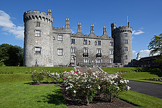 爱尔兰,基尔肯尼郡,基尔肯尼,城堡,玫瑰园,中世纪