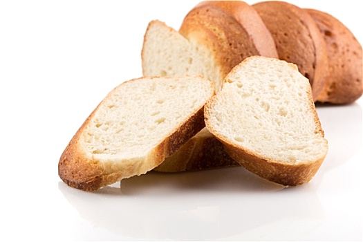 面包片,隔绝,白色背景
