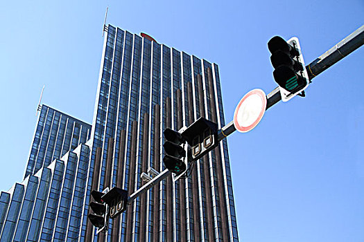 信号灯,城市,摩天大楼
