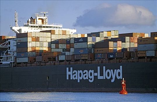 巨大,集装箱船,运输,公司,劳埃德,易北河,汉堡市,德国
