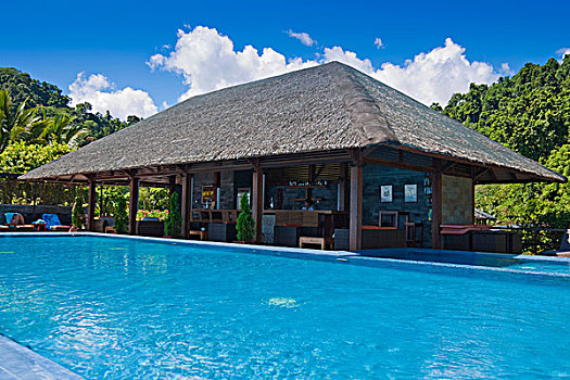 酒店,泻湖,游泳池,餐馆,苏拉威西岛,印度尼西亚,东南亚