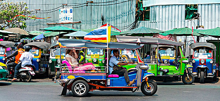 街景,嘟嘟车,运输,曼谷,泰国,亚洲