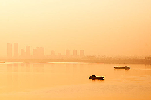 钱塘江,江河,船,霞光