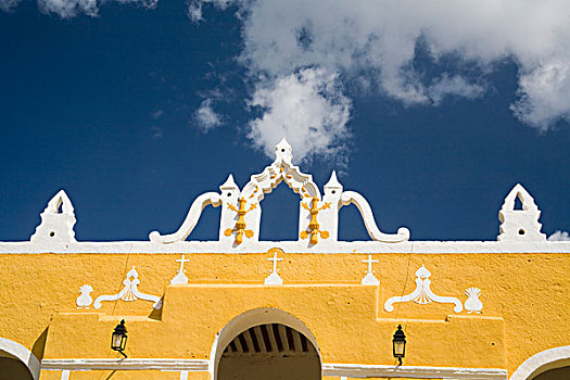 墨西哥,尤卡坦半岛,依沙玛尔,圣芳济修会,建造,梅里达,巨大,中庭,围绕,拱廊,拱