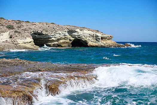 希腊米洛斯岛的papafraga海滩