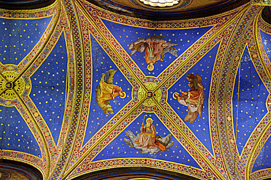 天花板,设计,大教堂,圣马利亚,圣玛丽,高处,罗马,意大利,欧洲