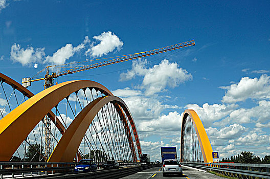 建筑,新,桥,哈弗尔河,运河,靠近,高速公路,柏林,汉堡市,勃兰登堡,德国,欧洲