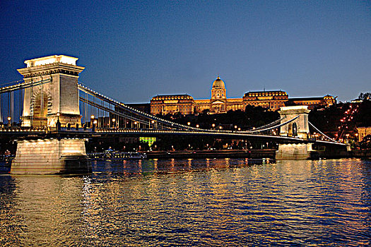 匈牙利,布达佩斯,链索桥,多瑙河,皇宫
