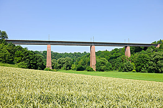 高架桥,靠近,河,斯图加特,巴登符腾堡,德国,欧洲
