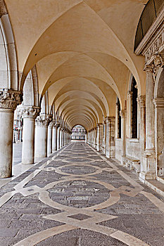宫殿,拱廊,柱子,威尼斯,意大利,欧洲