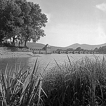 拦河坝,湖,黑森州,德国,20世纪30年代