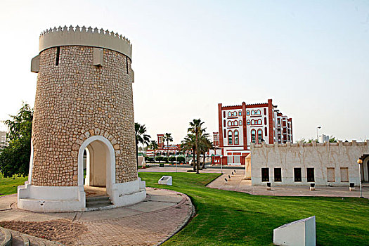 一个,公园,滨海路,多哈,卡塔尔,餐馆,后面