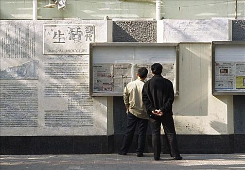 男人,看,信息牌,上海,中国
