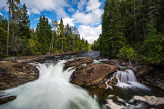 野外,河,瀑布,靠近,秋天,威尔斯格雷省立公园,不列颠哥伦比亚省,加拿大,北美