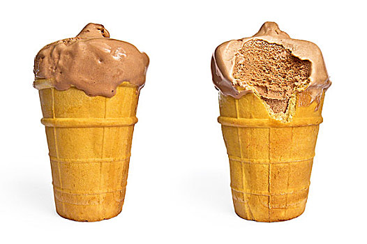 两个,杯子,巧克力冰淇淋