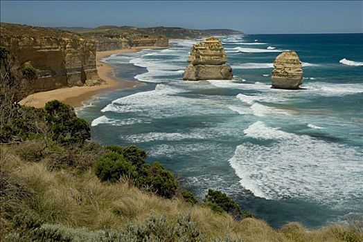 海洋,道路,悬崖,海边风景,靠近,十二门徒岩,南大洋,维多利亚,澳大利亚