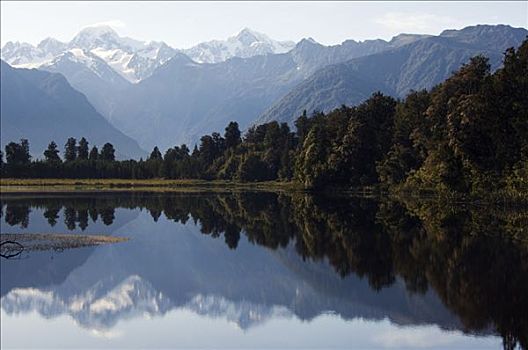 新西兰,南岛,湖,夜晚,反射,靠近,完美,图像,山,奥拉基,库克山,岁月