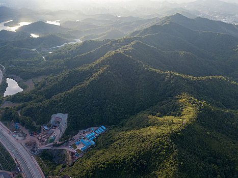 广汕高铁红花嶂隧道工地航拍风光