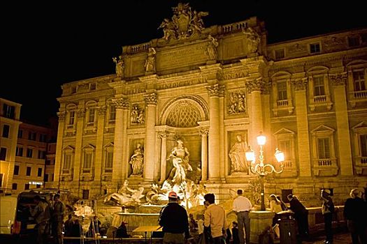 游客,正面,建筑,喷泉,罗马,意大利