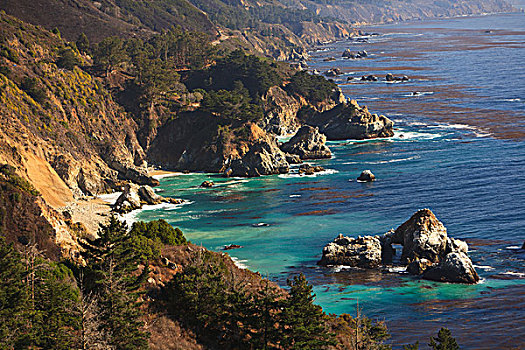 岩石构造,海岸,大,加利福尼亚,美国