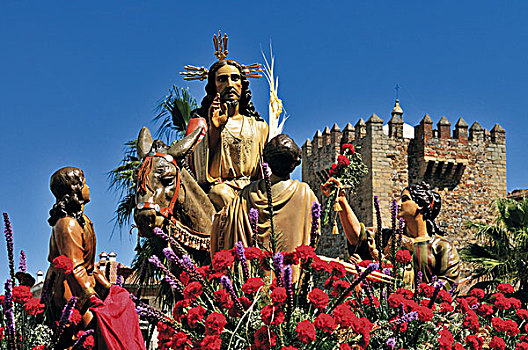 西班牙,埃斯特雷马杜拉,圣坛,耶路撒冷,复活节,队列,卡塞雷斯