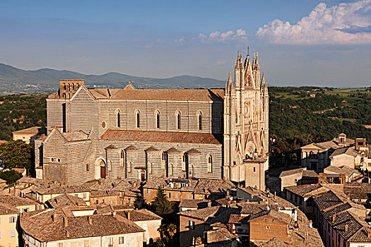 风景,上方,历史,中心,圣马利亚,大教堂,奥维多,翁布里亚,意大利,欧洲