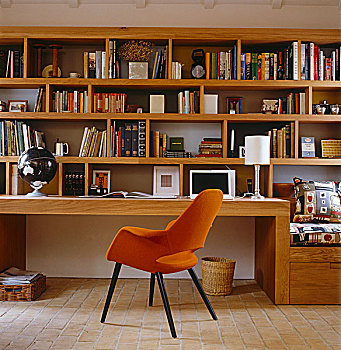 学习,书桌,架子,项目,橙色,一起,椅子,设计