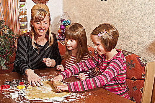 母子,双胞胎,女孩,烘制,饼干