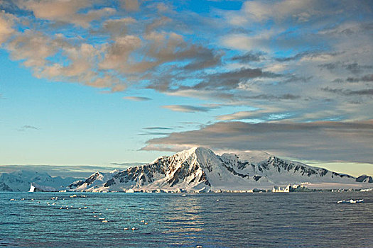 雪,石头,晨光,多云,气氛,南极半岛,南极