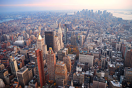 纽约,曼哈顿,天际线,航拍