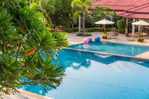 度假酒店别墅庭院园林游泳池