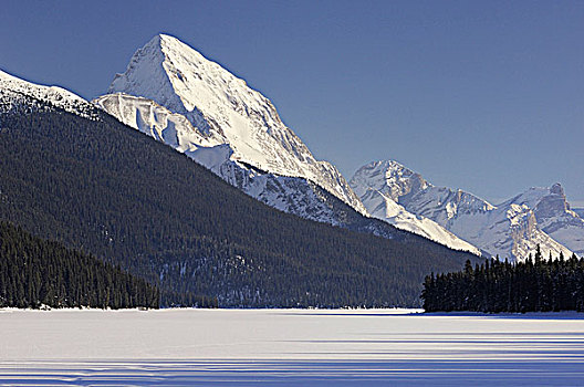 加拿大,落基山脉,积雪,玛琳湖,碧玉国家公园,艾伯塔省