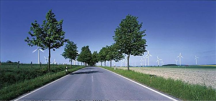 德国,北莱茵威斯特伐利亚,风电站,风,转子,道路,风能