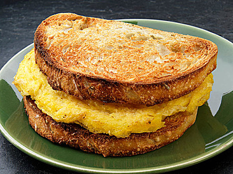 烤面包片,炒蛋,早餐,三明治,美国
