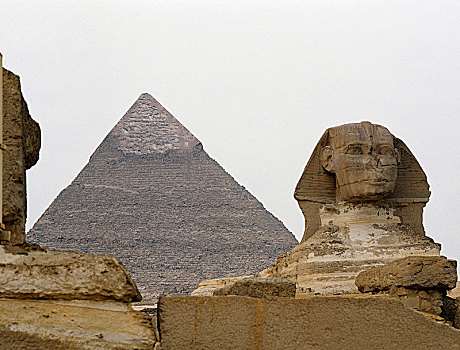 吉萨金字塔,狮身人面像,卡夫拉金字塔,背景