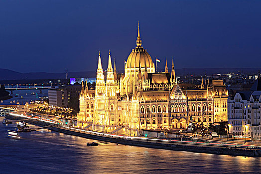 议会,多瑙河,夜晚,害虫,布达佩斯,匈牙利,欧洲