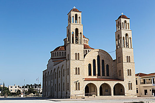 教堂建筑,两个,钟楼,帕福斯,塞浦路斯