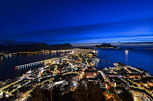 蓝色,钟点,城市,奥勒松,挪威,欧洲